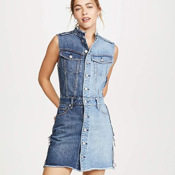 Hudson Women's DIY-Pieced Dress 2 Toned Denim Dres - Picture 1 of 8